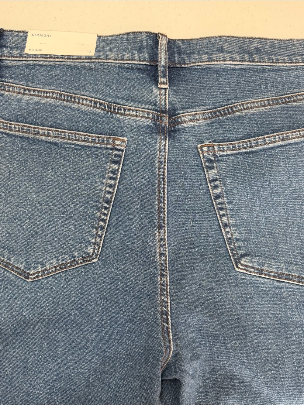 LOFT Mid-Rise Straight Leg Jeans - Dark Blue - Picture 7 of 9